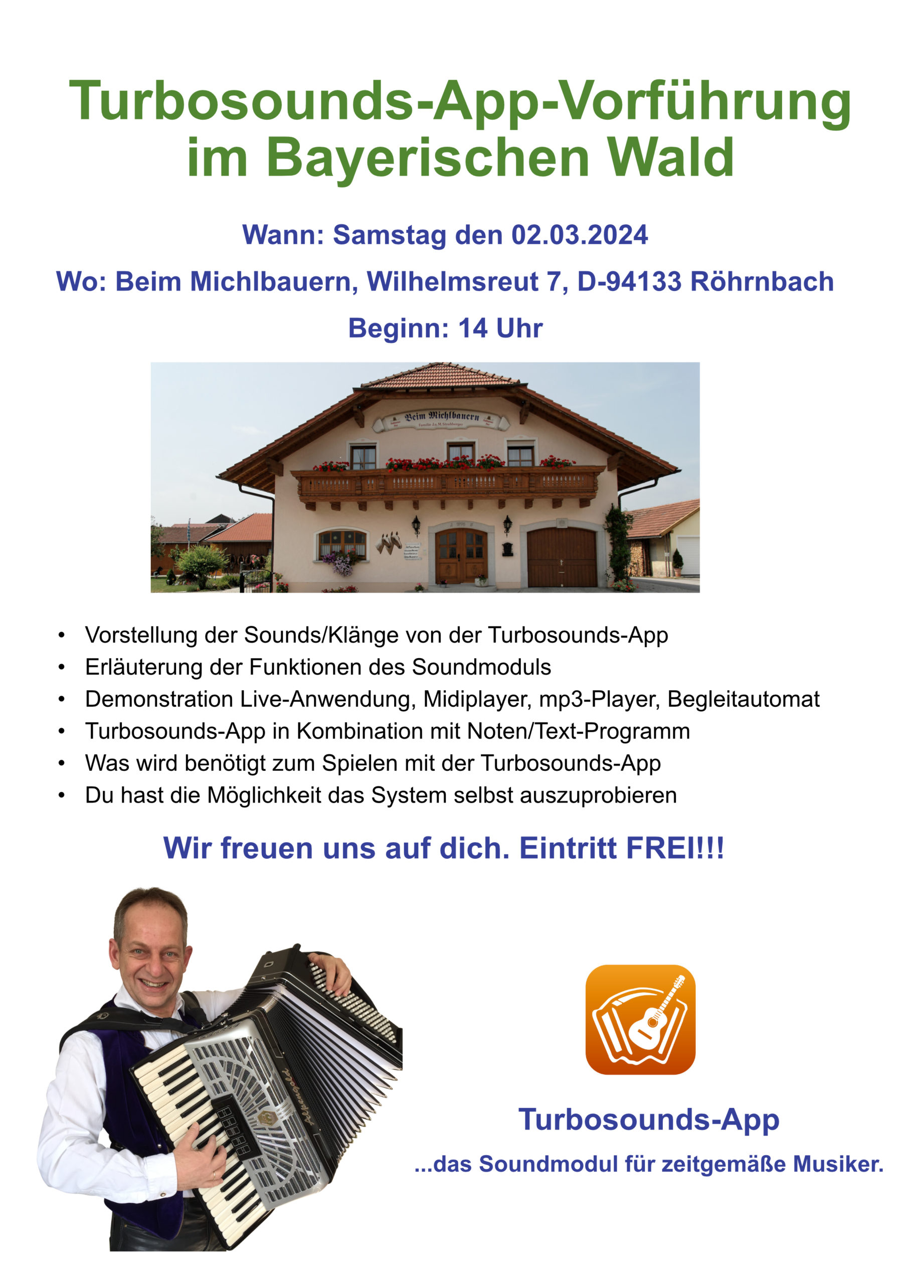 Turbosounds-App-Vorführung im Bayerischen Wald Beim Michlbauern am 02.03.2024